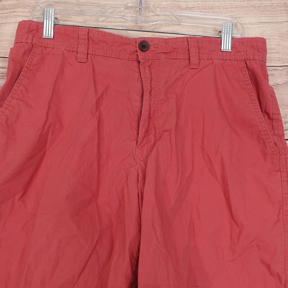 IZOD Saltwater Shorts Mens 32 Red Chino Cotton Canvas 10 Inseam Casual Summer - Picture 2 of 8